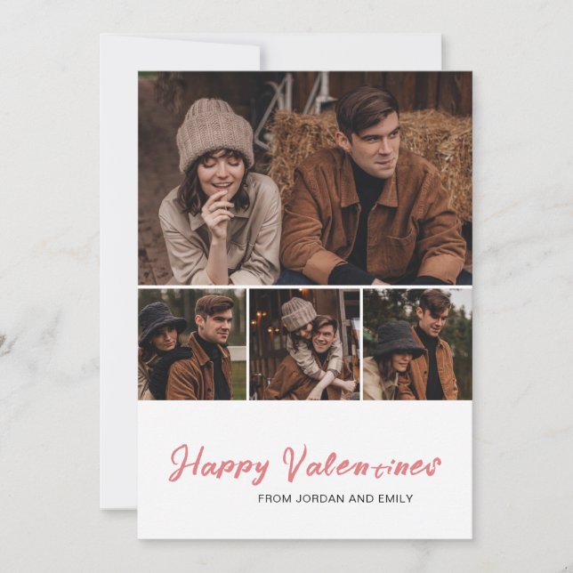 Elegant Simple Modern Happy Valentine's Day Photo Holiday Card (Front)