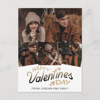 Elegant Simple Modern Happy Valentine's Day Photo Holiday Postcard