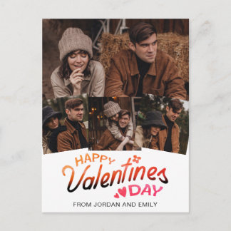 Elegant Simple Modern Happy Valentine's Day Photo Holiday Postcard