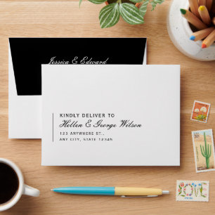 Elegant Simple Modern Minimal Script Black White Envelope