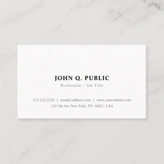 Elegant Simple Modern Minimalist Create Your Own Business Card (Front)