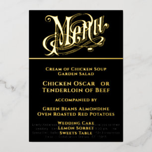 Elegant Simple Modern Minimalist Gold Wedding Menu