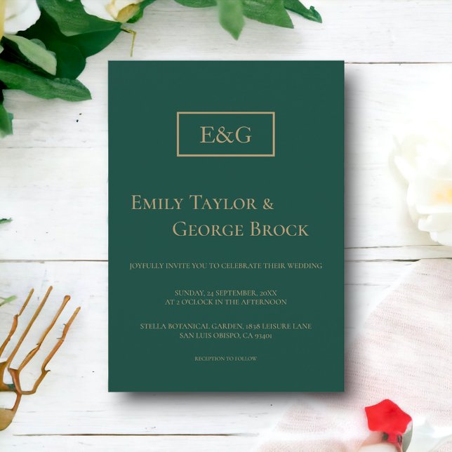 Elegant Simple Modern Monogram Chic Formal Wedding Invitation (Creator Uploaded)