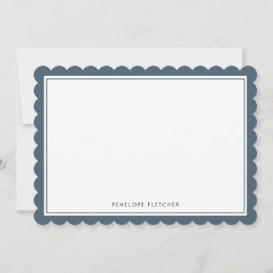 Elegant Simple Modern Navy Blue Scalloped Edge Card