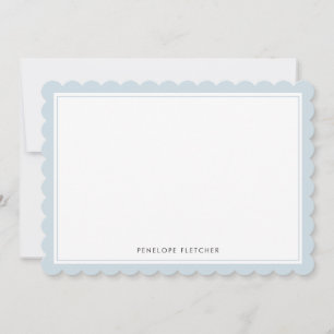 Elegant Simple Modern Pale Blue Scalloped Edge Card