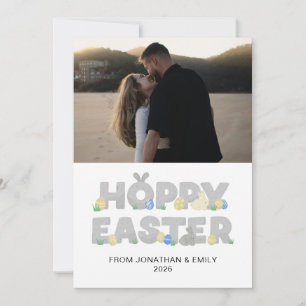 Elegant Simple Modern Pattern Happy Easter Photo Holiday Card