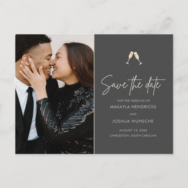 Elegant Simple Modern Photo Wedding Save the Date Announcement Postcard (Front)