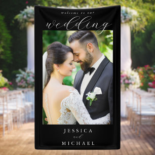 Elegant Simple Modern Photo Wedding Welcome Banner