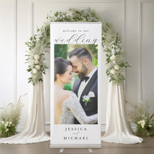 Elegant Simple Modern Photo Wedding Welcome Retractable Banner