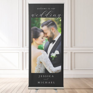 Elegant Simple Modern Photo Wedding Welcome Retractable Banner