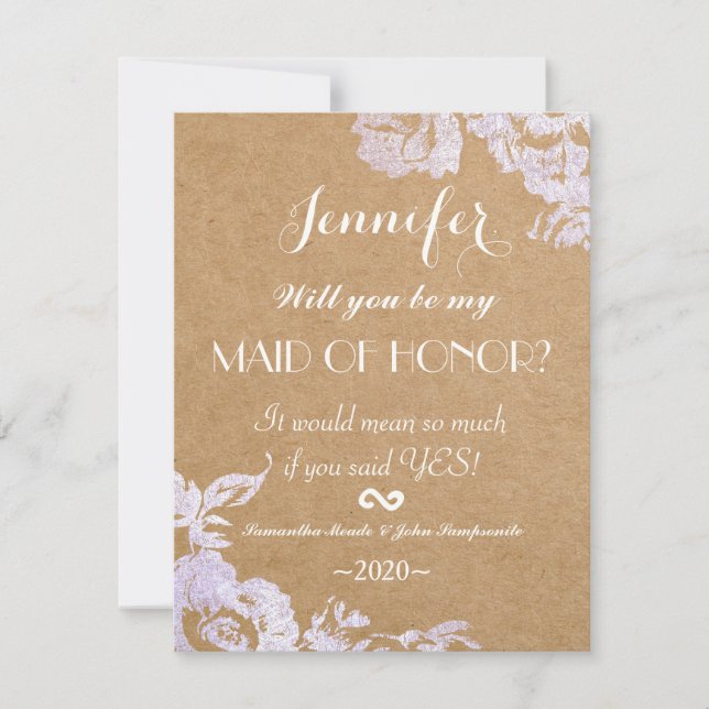 Elegant Simple Modern Rose Floral Faux Silver Invitation (Front)