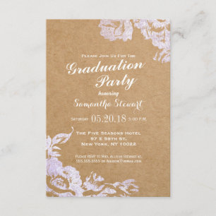 Elegant Simple Modern Rose Floral Faux Silver Invitation