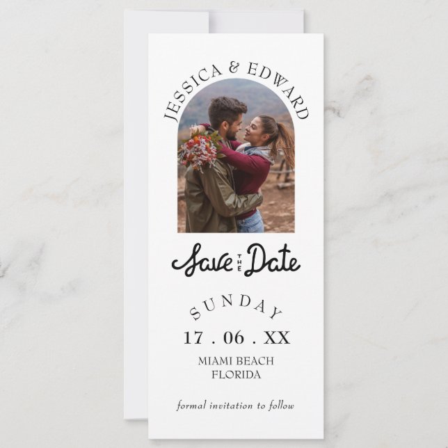 Elegant Simple Modern Script Photo Save The Date Invitation (Front)