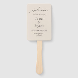 Elegant Simple Modern Script Wedding Program Hand Fan