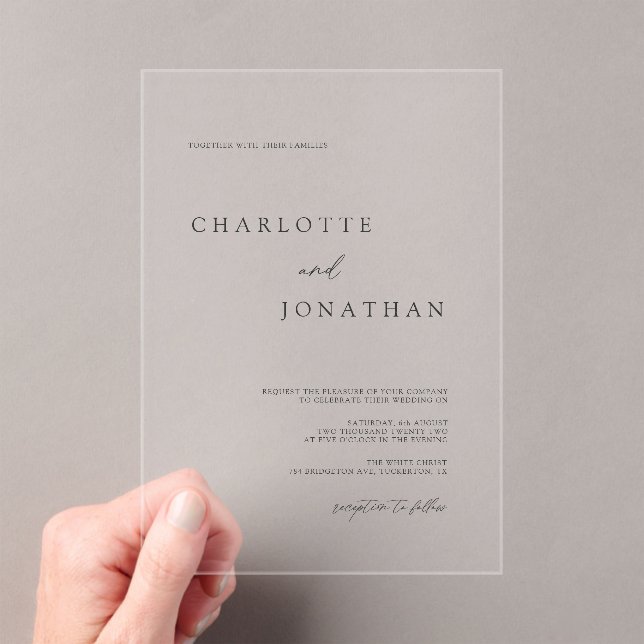Elegant Simple Modern Wedding Acrylic Invitations (Insitu (Handheld))