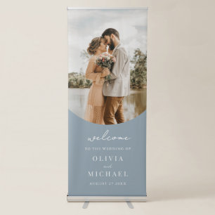 Elegant Simple Modern Wedding Photo Welcome Retractable Banner