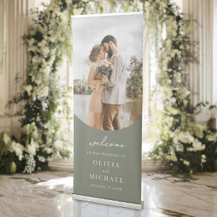 Elegant Simple Modern Wedding Photo Welcome Retractable Banner