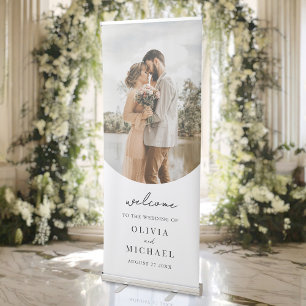 Elegant Simple Modern Wedding Photo Welcome Retractable Banner