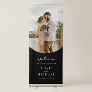 Elegant Simple Modern Wedding Photo Welcome Retractable Banner