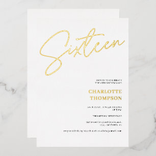 Elegant simple modern white Sweet 16 gold