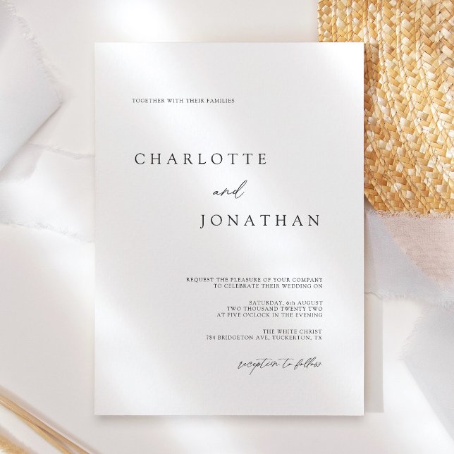 Elegant Simple Modern White Wedding Invitation (Creator Uploaded)
