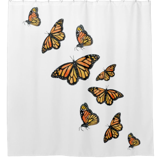 Elegant simple monarch butterfly shower curtain (Front)