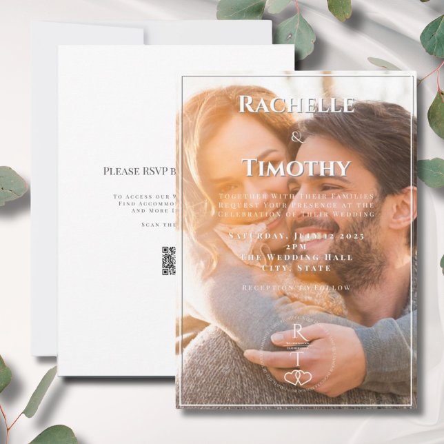 Elegant Simple Mongoram Colour Photo Wedding Invitation (Creator Uploaded)