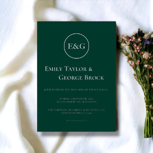 Elegant Simple Monogram Emerald Wedding Silver