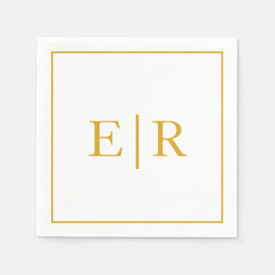 Elegant Simple Monogram Gold Wedding Napkin
