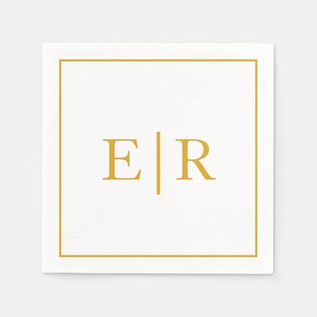 Elegant Simple Monogram Gold Wedding Napkin (Front)