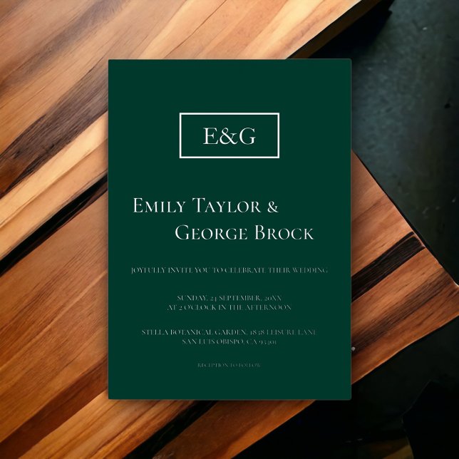 Elegant Simple Monogram Green Modern Wedding (Creator Uploaded)