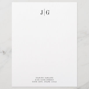 Elegant Simple Monogram Minimalist Professional Custom Letterhead
