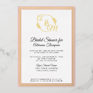 Elegant Simple Monogram Pink Gold Bridal Shower