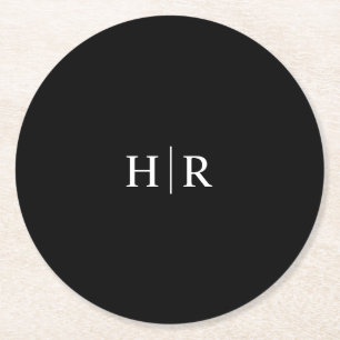 Elegant Simple Monogram Round Paper Coaster