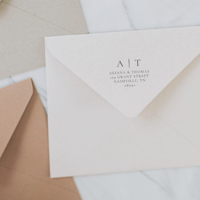 Elegant Simple Monogram Wedding Return Address Self-inking Stamp (Creator Uploaded)
