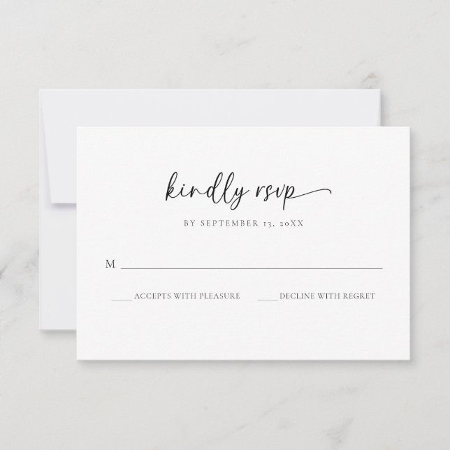 Elegant Simple Monogram Wedding RSVP Card (Front)