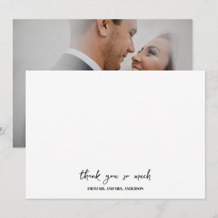 Elegant Simple Name Script Photo Wedding  Thank You Card