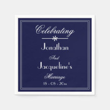 Elegant Simple Navy Blue Wedding Cake Table Paper