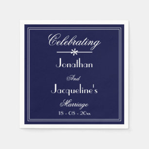 Elegant Simple Navy Blue Wedding Cake Table Paper Napkin
