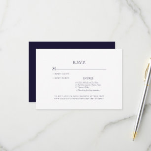 Elegant & Simple Navy Wedding RSVP Card