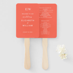 Elegant Simple Neon Flare with Monogram Wedding Hand Fan