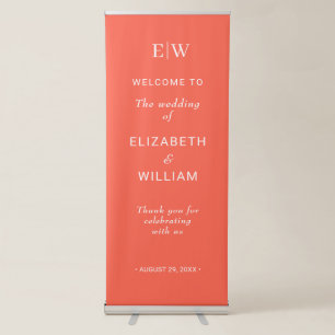 Elegant Simple Neon Flare with Monogram Wedding Retractable Banner