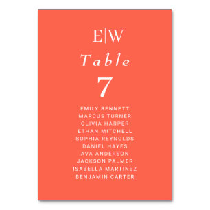 Elegant Simple Neon Flare with Monogram Wedding Table Number
