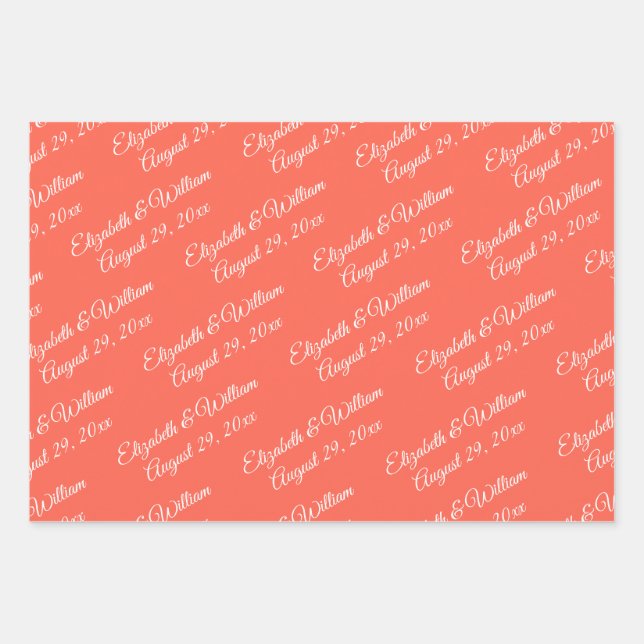 Elegant Simple Neon Flare with Monogram Wedding Wrapping Paper Sheet (Front)