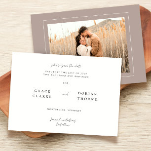 Elegant Simple Neutral Mocha Mousse Wedding Photo Save The Date