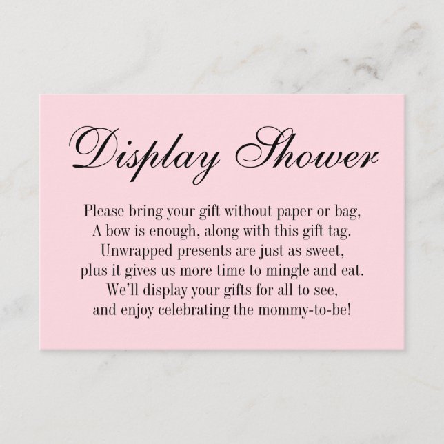 Elegant, Simple No Wrap Baby Shower Gift Card (Front)