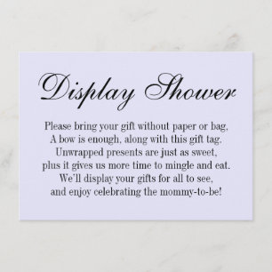 Elegant, Simple No Wrap Baby Shower Lavender Enclosure Card
