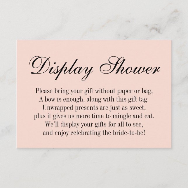 Elegant, Simple No Wrap Bridal Shower, Blush Pink Enclosure Card (Front)