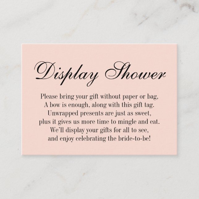 Elegant, Simple No Wrap Bridal Shower, Blush Pink Enclosure Card (Front)