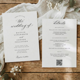 Elegant Simple Old Money All in One Wedding Invitation